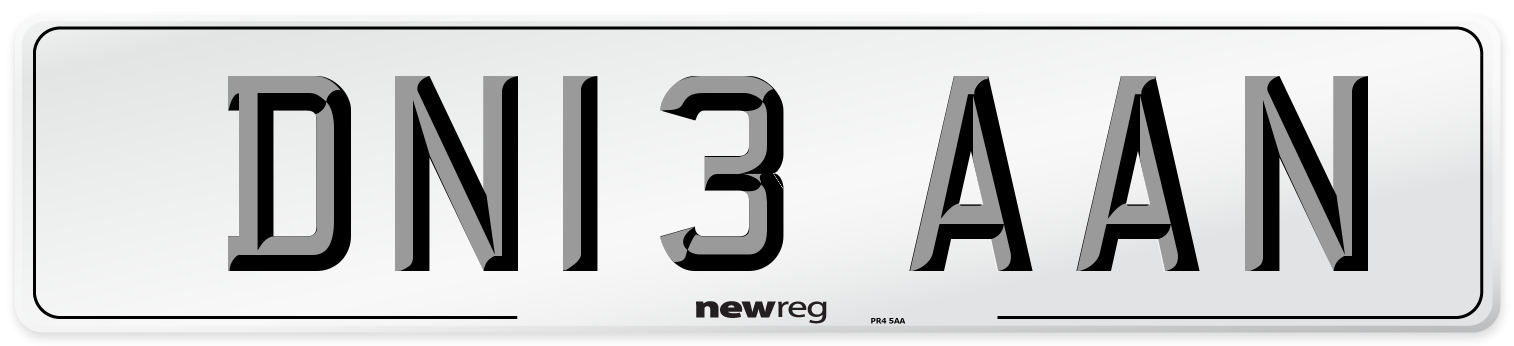 DN13 AAN Number Plate from New Reg